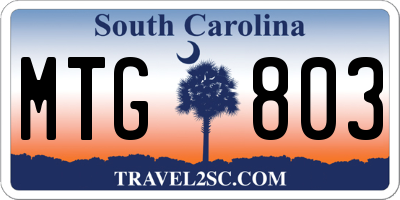 SC license plate MTG803