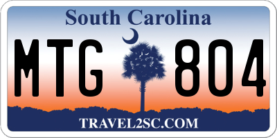 SC license plate MTG804