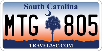 SC license plate MTG805