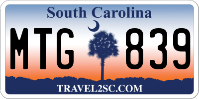 SC license plate MTG839