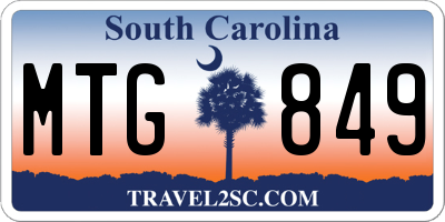 SC license plate MTG849