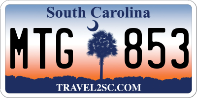 SC license plate MTG853