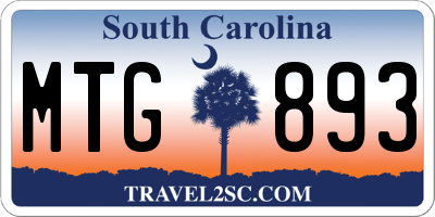 SC license plate MTG893