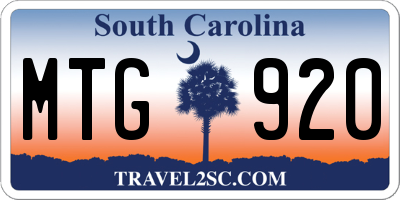 SC license plate MTG920
