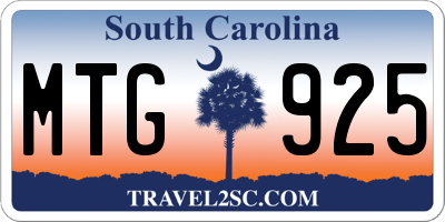 SC license plate MTG925