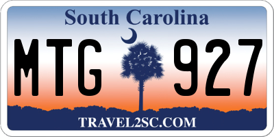 SC license plate MTG927