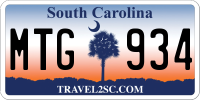 SC license plate MTG934