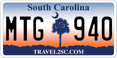 SC license plate MTG940
