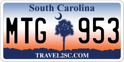 SC license plate MTG953