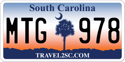 SC license plate MTG978