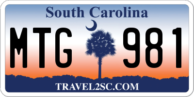 SC license plate MTG981