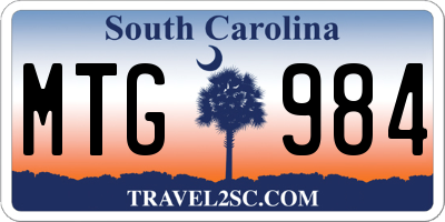 SC license plate MTG984