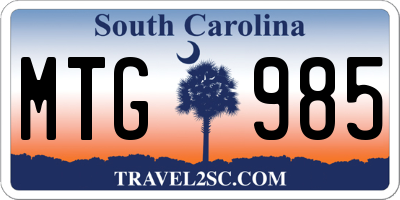 SC license plate MTG985