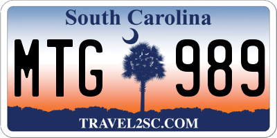 SC license plate MTG989