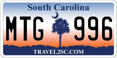 SC license plate MTG996
