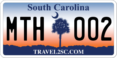 SC license plate MTH002