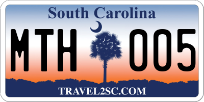 SC license plate MTH005
