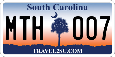 SC license plate MTH007