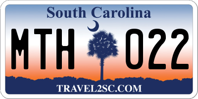 SC license plate MTH022