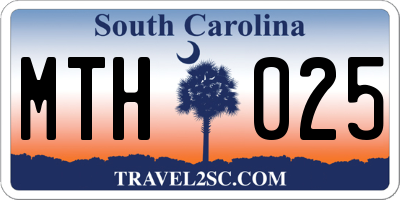 SC license plate MTH025