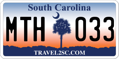 SC license plate MTH033