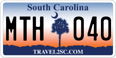 SC license plate MTH040