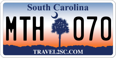 SC license plate MTH070