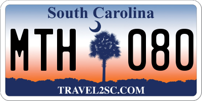 SC license plate MTH080