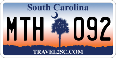 SC license plate MTH092