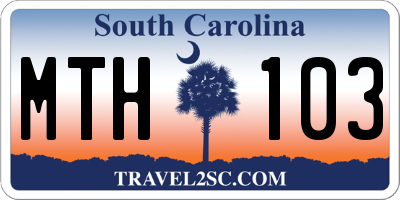 SC license plate MTH103