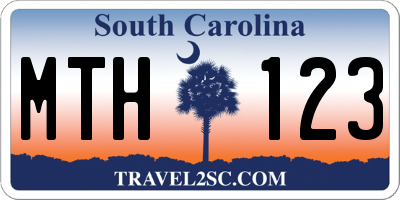 SC license plate MTH123
