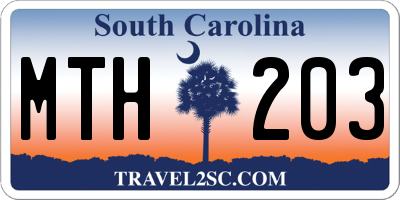 SC license plate MTH203