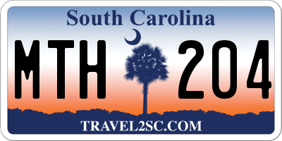 SC license plate MTH204