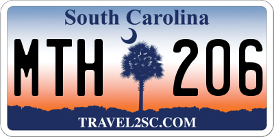 SC license plate MTH206