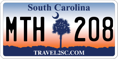 SC license plate MTH208
