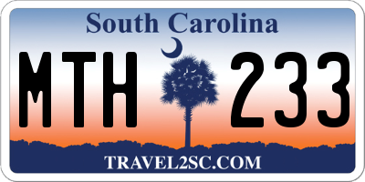 SC license plate MTH233
