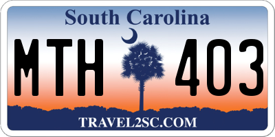 SC license plate MTH403