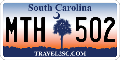 SC license plate MTH502