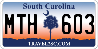 SC license plate MTH603