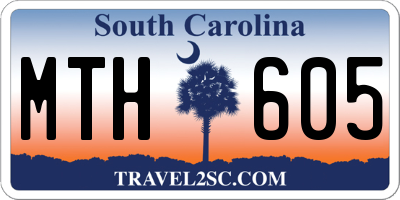 SC license plate MTH605