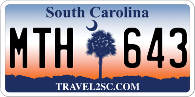 SC license plate MTH643