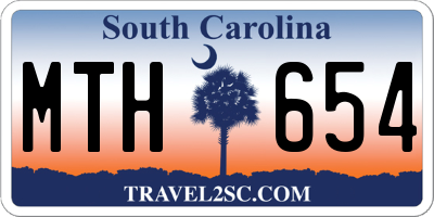 SC license plate MTH654