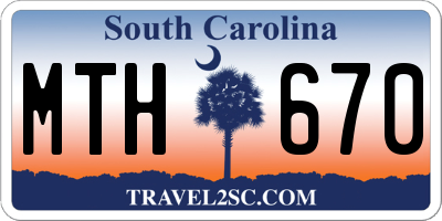 SC license plate MTH670