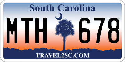 SC license plate MTH678