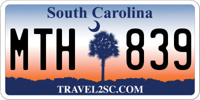 SC license plate MTH839
