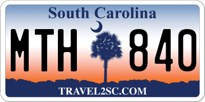 SC license plate MTH840