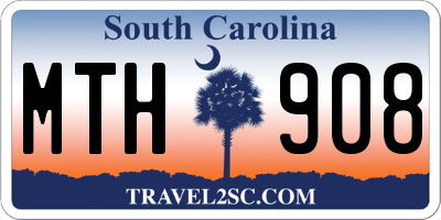 SC license plate MTH908