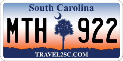 SC license plate MTH922