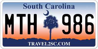 SC license plate MTH986