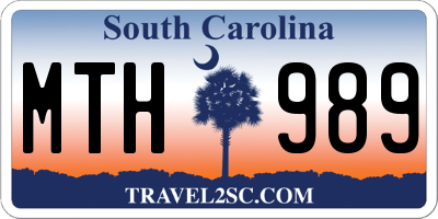 SC license plate MTH989